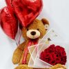 Oso Teddy Con Globos & Rosas